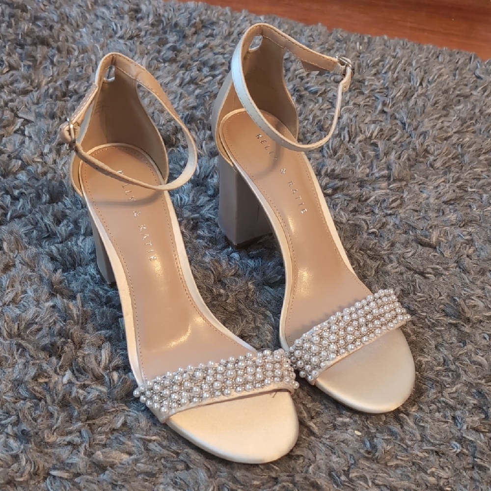 Kelly & Katie Pearl Embellished Cream Heels